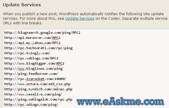 WordPress Ping List : eAskme