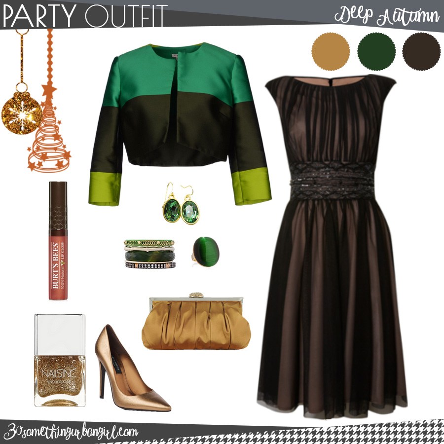 Chic Christmas party outfit for Deep Autumn seasonal color women