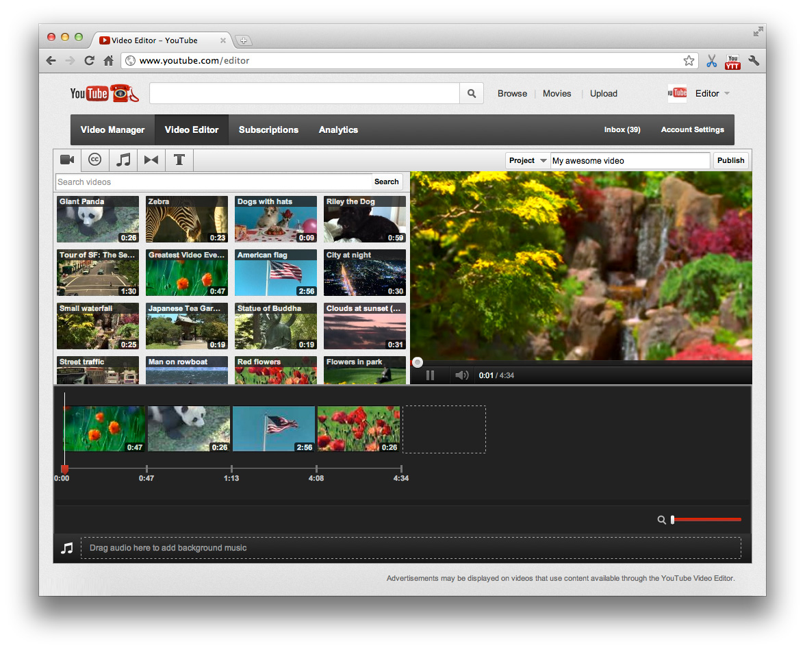 YouTube com Novo Editor de Video.