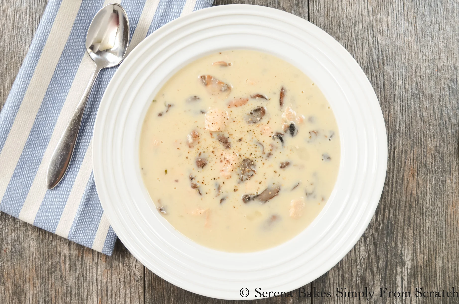 Creamy Chicken And Mushroom Soup is easy to make and done in under 30 minutes! 
