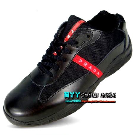 prada trainers black and red