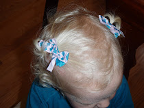 Pink and blue argyle bow hair clip set