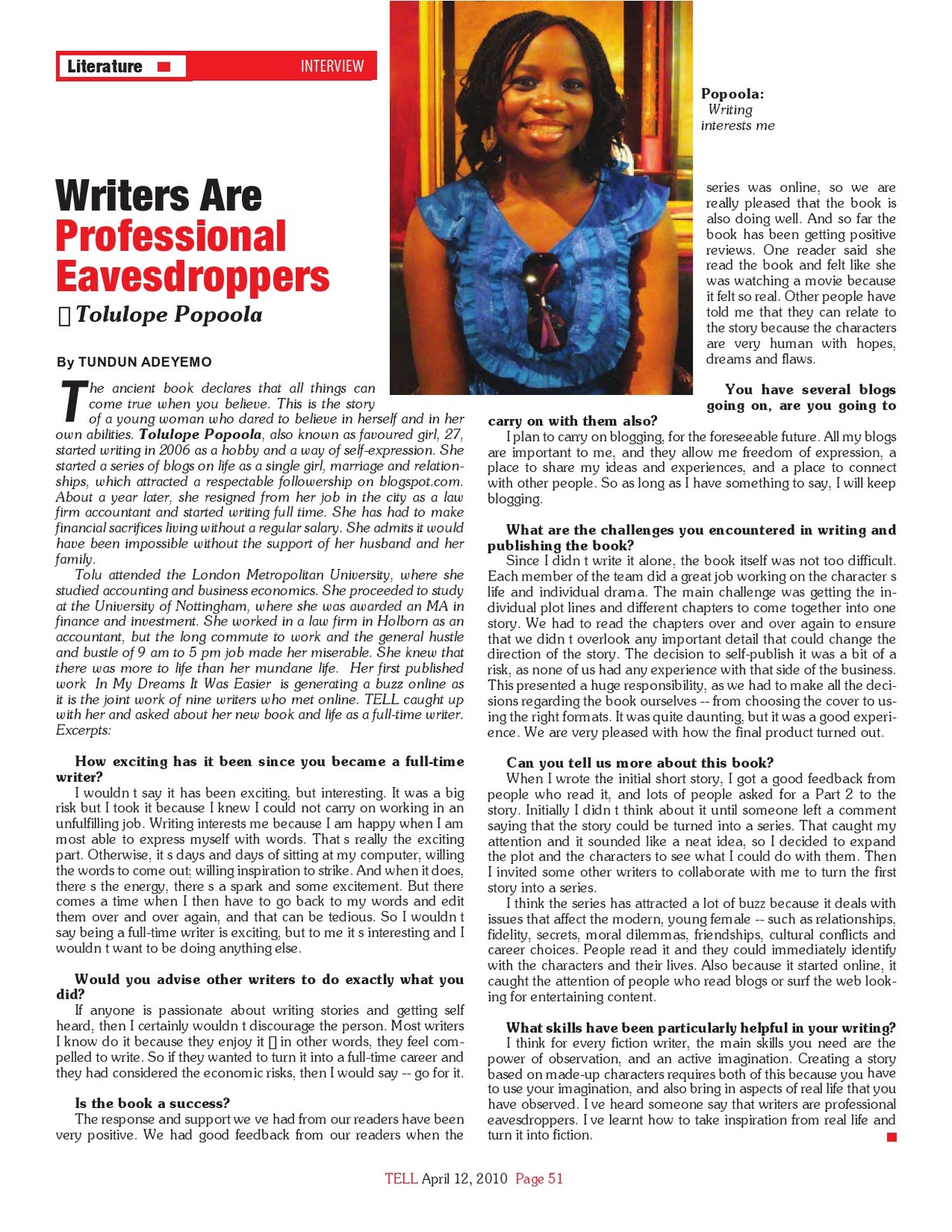 On Writing And Life My Interview With Tell Magazine