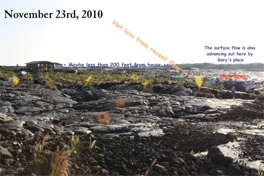 HAWAIIAN LAVA DAILY 2nd Kalapana Gardens home destroyed ignited by