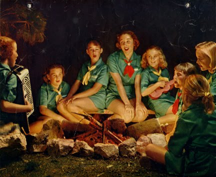 girl scouts camp scout camping old vintage night girls troop years campfire singing oregonlive fashioned around fire local songs sing