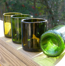 recycled glasses made from wine bottles