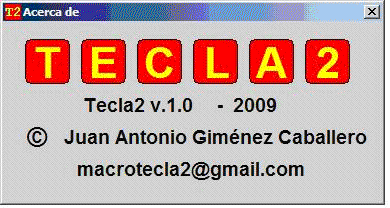 Imagen del copyright del programa Tecla2, creado por Juan Antonio Giménez Caballero