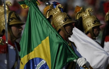 delegación de Brasil que concurrió a festejar la gran parada militar de Chile