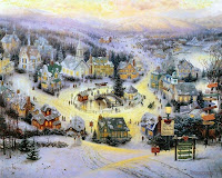 Thomas Kinkade Village Christmas Wallpaper