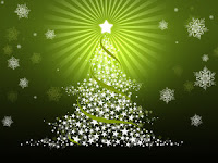Vector Christmas Tree On Green Wallpaper
