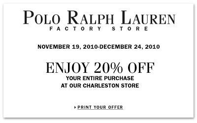 Saving my sanity, one coupon at a time!: 20% Off Polo Outlet