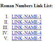Roman Numbers Link List