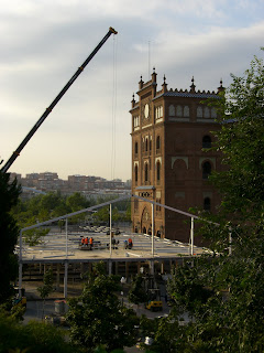 Obras de construcción de instalaciones para la Copa Davis junto a Las Ventas