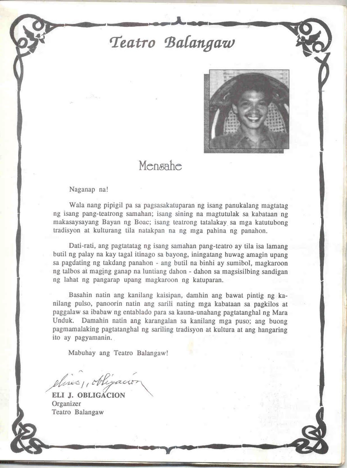 balangaw marinduque Old Teatro Souvenir Program