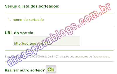 sorteio no twitter