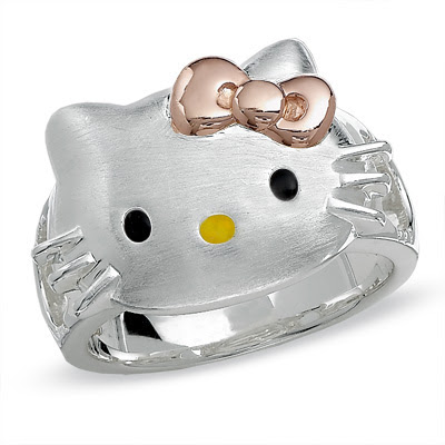 Hello Kitty Diamond Accent Ring in Satin-Finished and Pink Rhodium Sterling