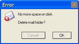 No More space on disk. Delete mail folder?