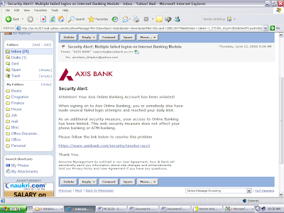 axis bank - phishing email