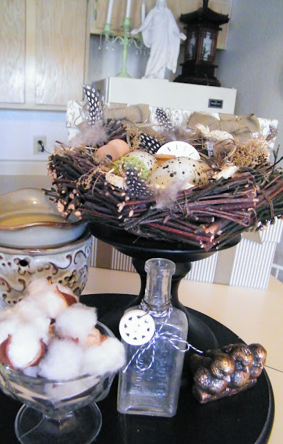 vintage jeweled robins egg nest