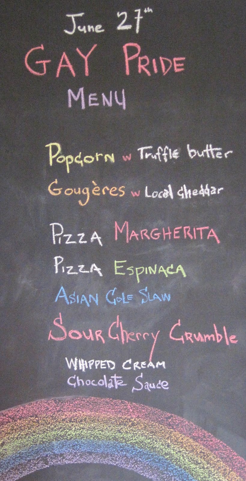 Urban Food Guy Gay Pride Party Menu