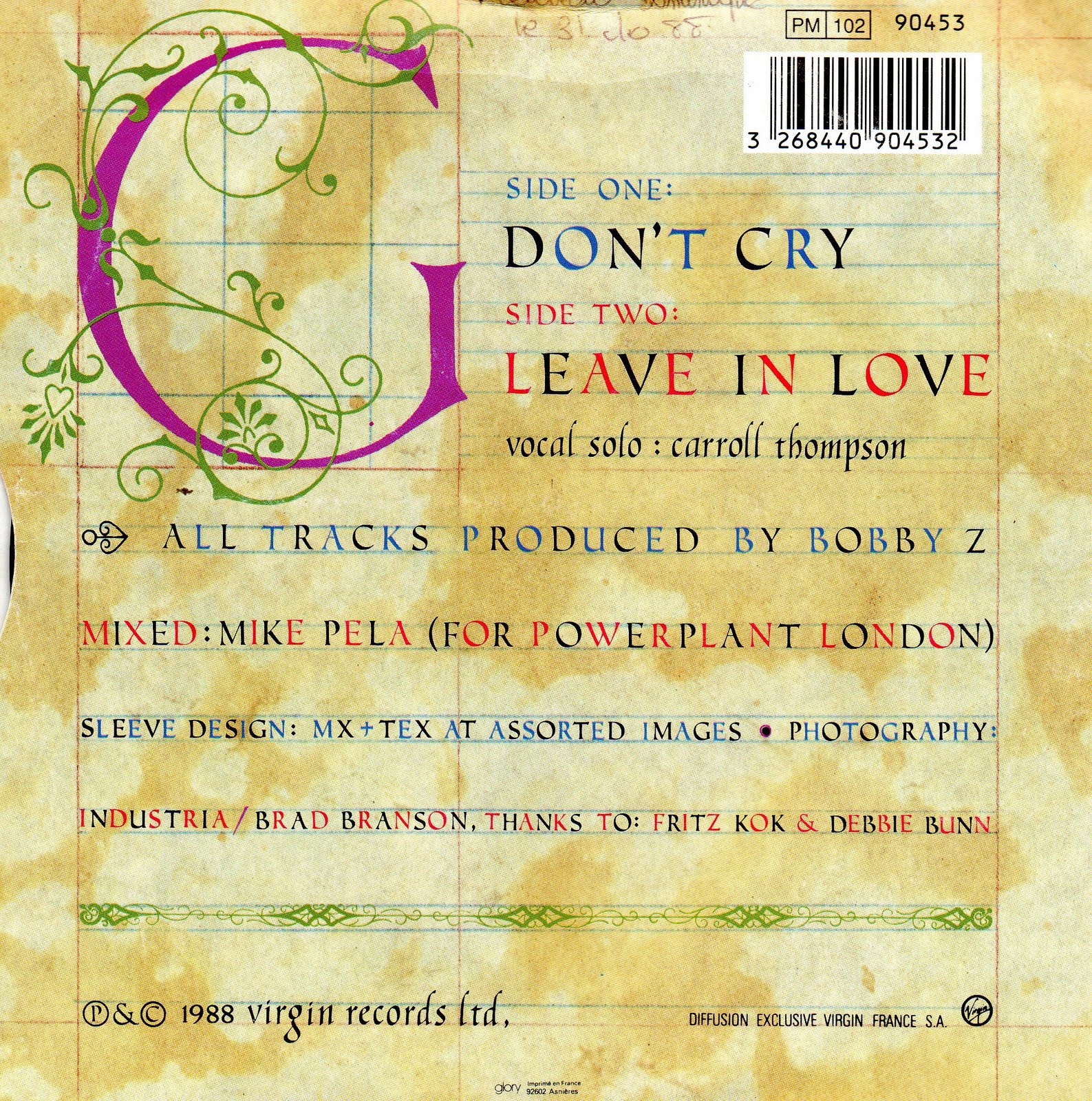 MA DON' T CRY france 7" 1988