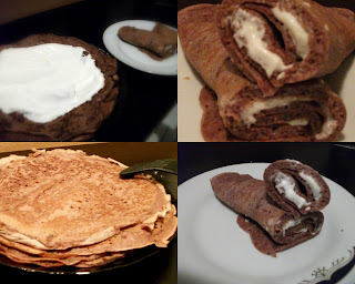 Clatite pufoase cu cacao , umplute cu frisca