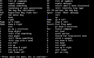 Rogue Keybinds PC Retro Games: Rogue (1984)