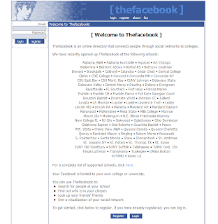 Facebook screenshot in 2005