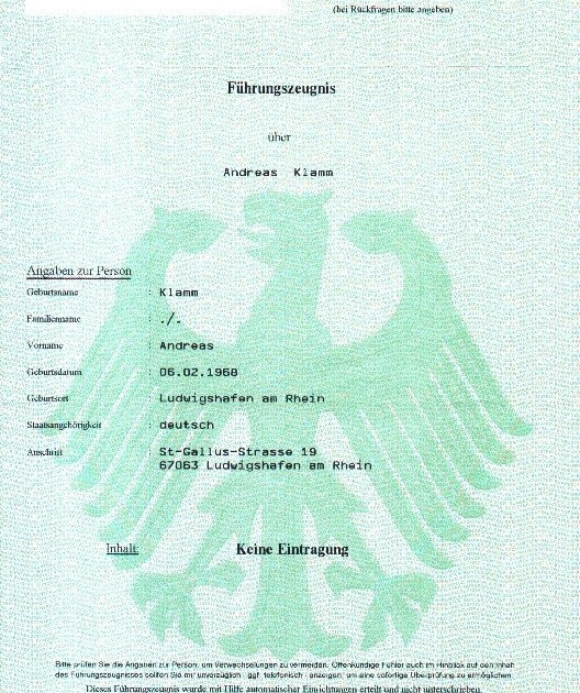 Was Kostet Das Polizeiliche Führungszeugnis Andreas Klamm Journalist: Öffentlicher Dienst und polizeiliche