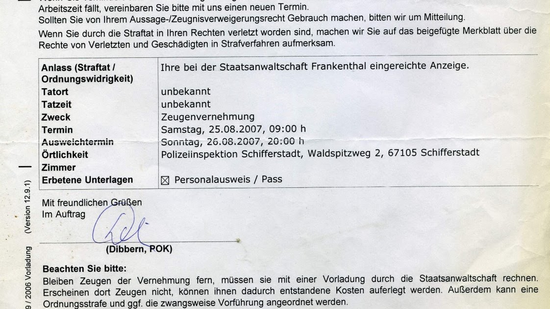 Andreas Klamm: Vorladung Polizei - Beleidigung