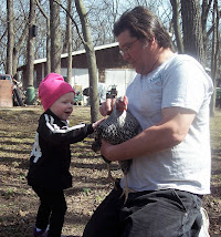 Miss P, Grandpa and a chicken