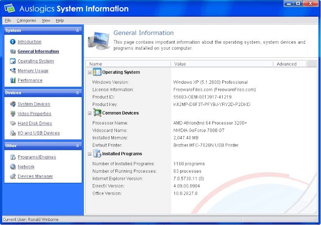 Auslogics System Information, pour connaître  son ordinateur en détails