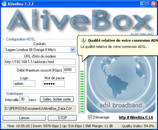AliveBox : mesurez la qualité de  votre connexion ADSL