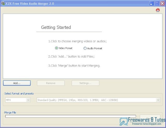 X2X Free Video Audio Merger : un logiciel gratuit pour réunir en un seul fichier plusieurs fichiers audio ou vidéo