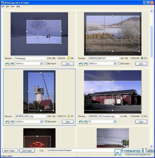 JPEGCrops : un logiciel portable pour recadrer les photos avant impression
