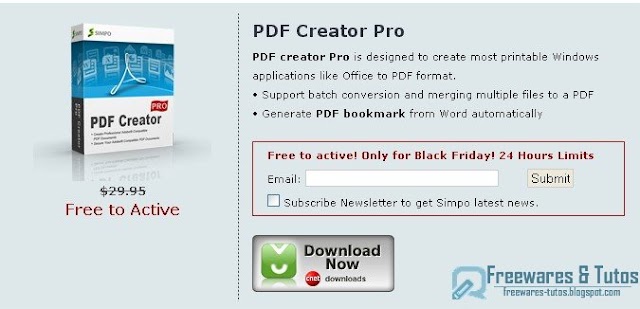 Offre promotionnelle : Simpo PDF Creator Pro gratuit (seulement aujourd'hui) !