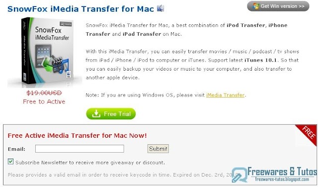 Offre promotionnelle : SnowFox iMedia Transfer for Mac gratuit !