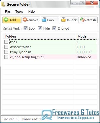 Secure Folder : un logiciel portable pour protéger vos dossiers