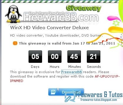 Offre promotionnelle : WinX HD Video Converter Deluxe gratuit ! (5ème édition)