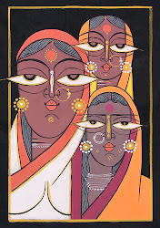 roy jamini paintings folk painting indian krishna devotees madhubani three contemporary bengal artist india ladies reproduction google tribal traditional saree