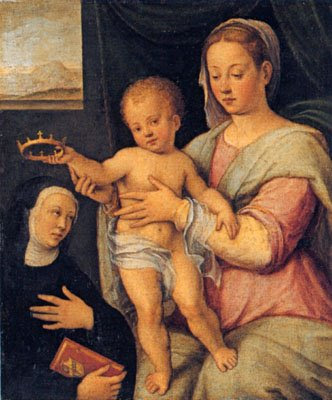 Vierge à l'Enfant Jésus couronnant une religieuse (1590-95), Barbara Longhi
