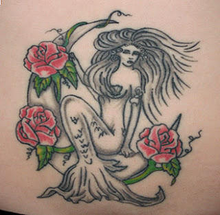 Design Flower And Mermaid Tattoo