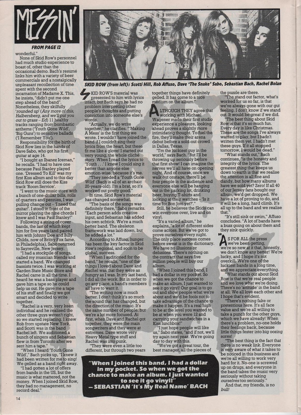 Klassic Kerrang Interviews Skid Row February 1989