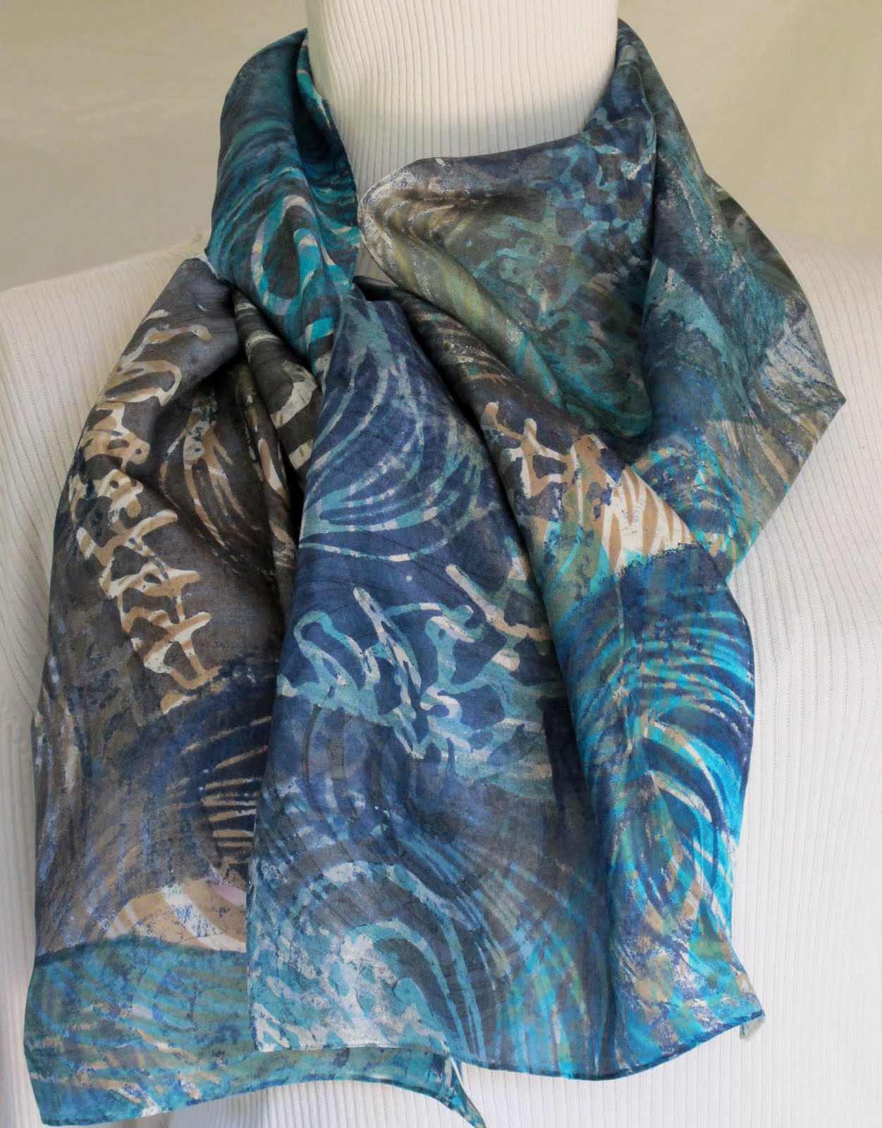 Linda Marcille, Fine Art Crow House Studio Hand Screen Printed Silk