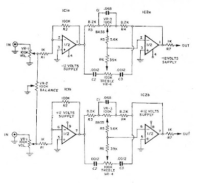 IC NE5532 x2 Tone Control Stereo bass treble | Wiring And Schematic