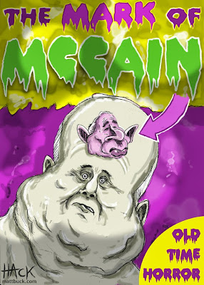 Cartoon caricature of John McCain's campaign for the Presidency of the United States - also with George Bush and BBrack Obama. Made by Matt Buck Hack Cartoons.com