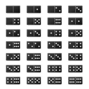 peças de dominó. elementos do jogo de tabuleiro. dois dominós com  diferentes números de pontos. ícone