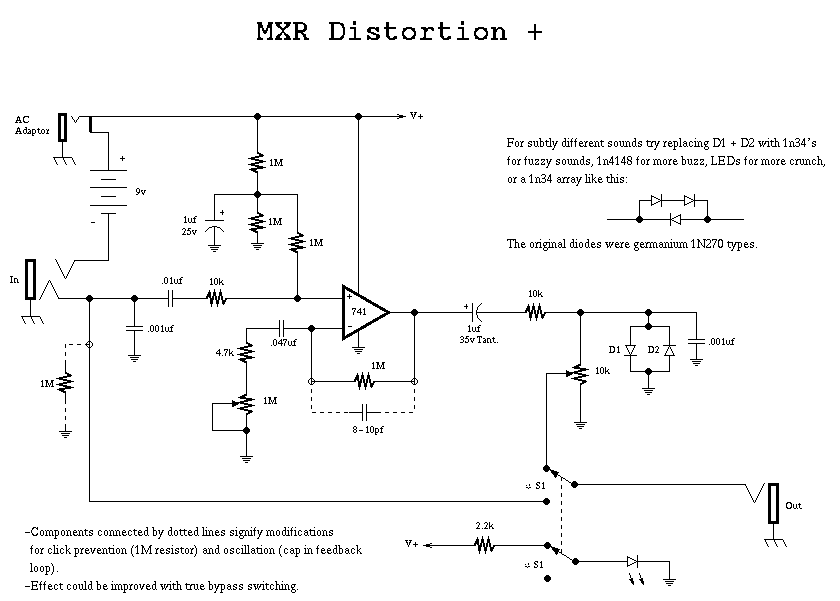 MXR Distortion plus schematic diagram | electro,circuit, schema & Datasheet
