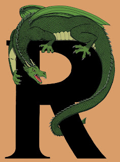 Holly Rader: Art in Progress: Illustrated Initial - Dragon on an R ...