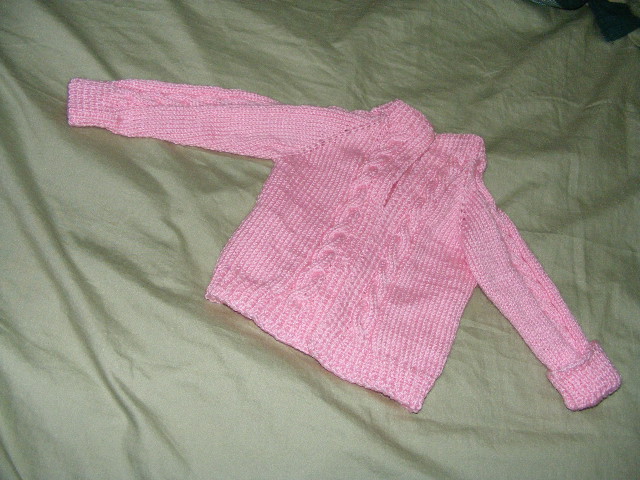 Caren's Custom Creations: cable pink baby sweater